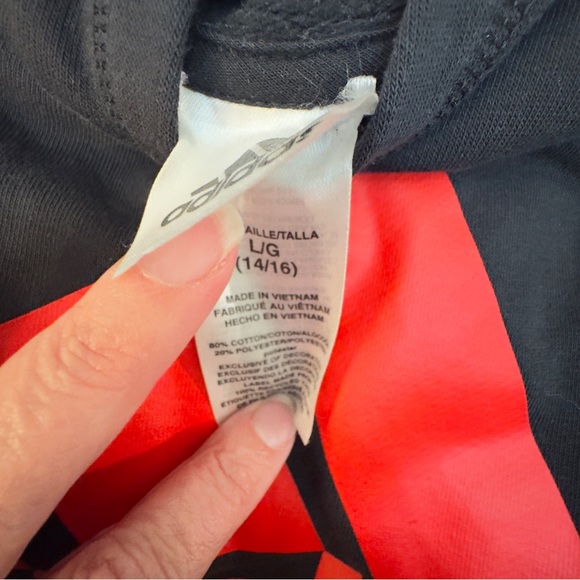 adidas Kids Hoodie in Black, Red, and Gray Sz 14/16 - Picture 5 of 5